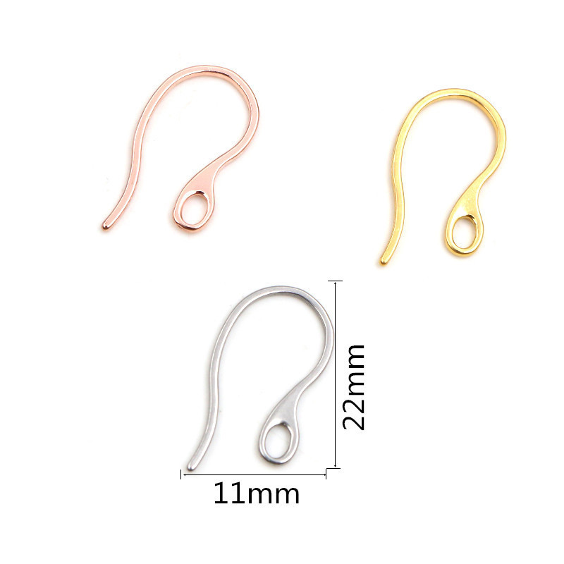 NO Fade 20pcs 22x11mm 316 Stainless Steel Gold Rose Gold DIY Earring Hooks Wire Settings Jewelry Making Findings Supplies