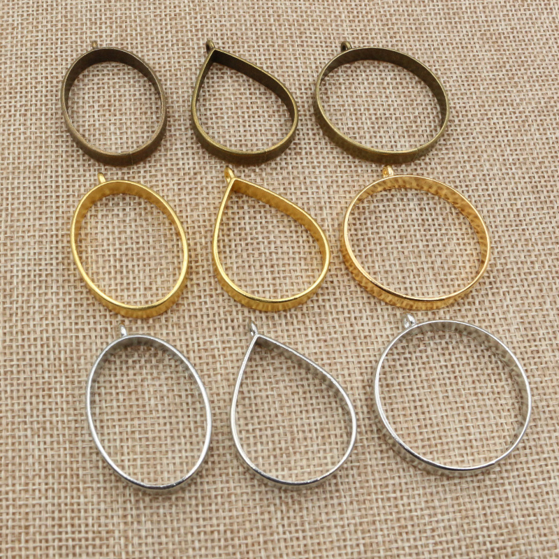 10pcs Oval/Round/Drop Border Mold Geometric Hollow Metal Frame Bezel Epoxy Resin Pendant Tray For DIY Jewelry Making Accessories