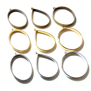 10pcs Oval/Round/Drop Border Mold Geometric Hollow Metal Frame Bezel Epoxy Resin Pendant Tray For DIY Jewelry Making Accessories