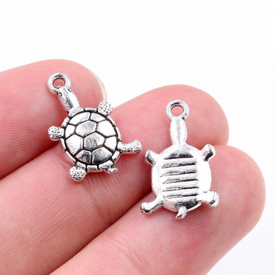 10pcs 18x12mm Tortoise Turtle Pendant Charms Antique Silver Plated Cute Small Charms for DIY Jewelry Making Findings Supplie