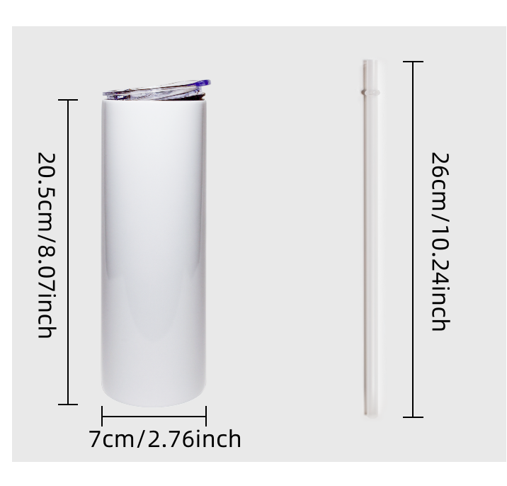 us warehouse stock white stainless steel 20oz straiught sublimation blanks tumblers with straw