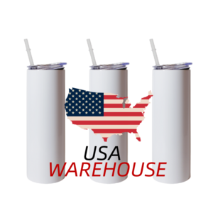 us warehouse stock white stainless steel 20oz straiught sublimation blanks tumblers with straw