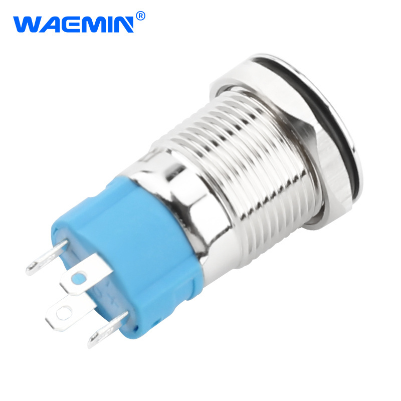 12mm Waterproof Buttons Switches Flat  Head Led Metal Latching Momentary Illuminated Switch  Push Button Switch