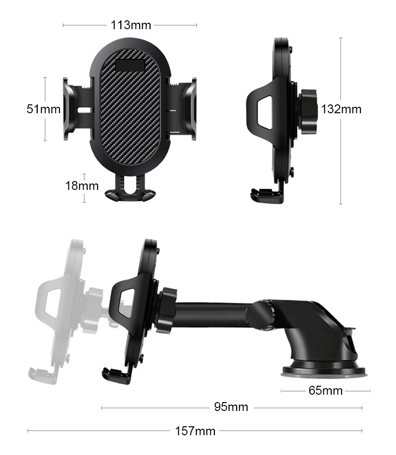 Wholesale Long Arm Retractable Gps Bases Bracket Phone Grip Soportes Soporte Para Celular Holder Dash Mount Tablet Stand For Car