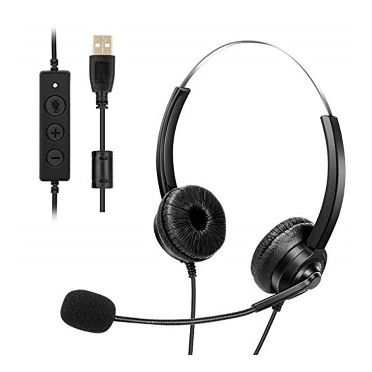 Factory Directly Noise Cancelling Cuffie Sport Stereo Metal Bass Earphones Meeting Call Center Headset Wired Headphones