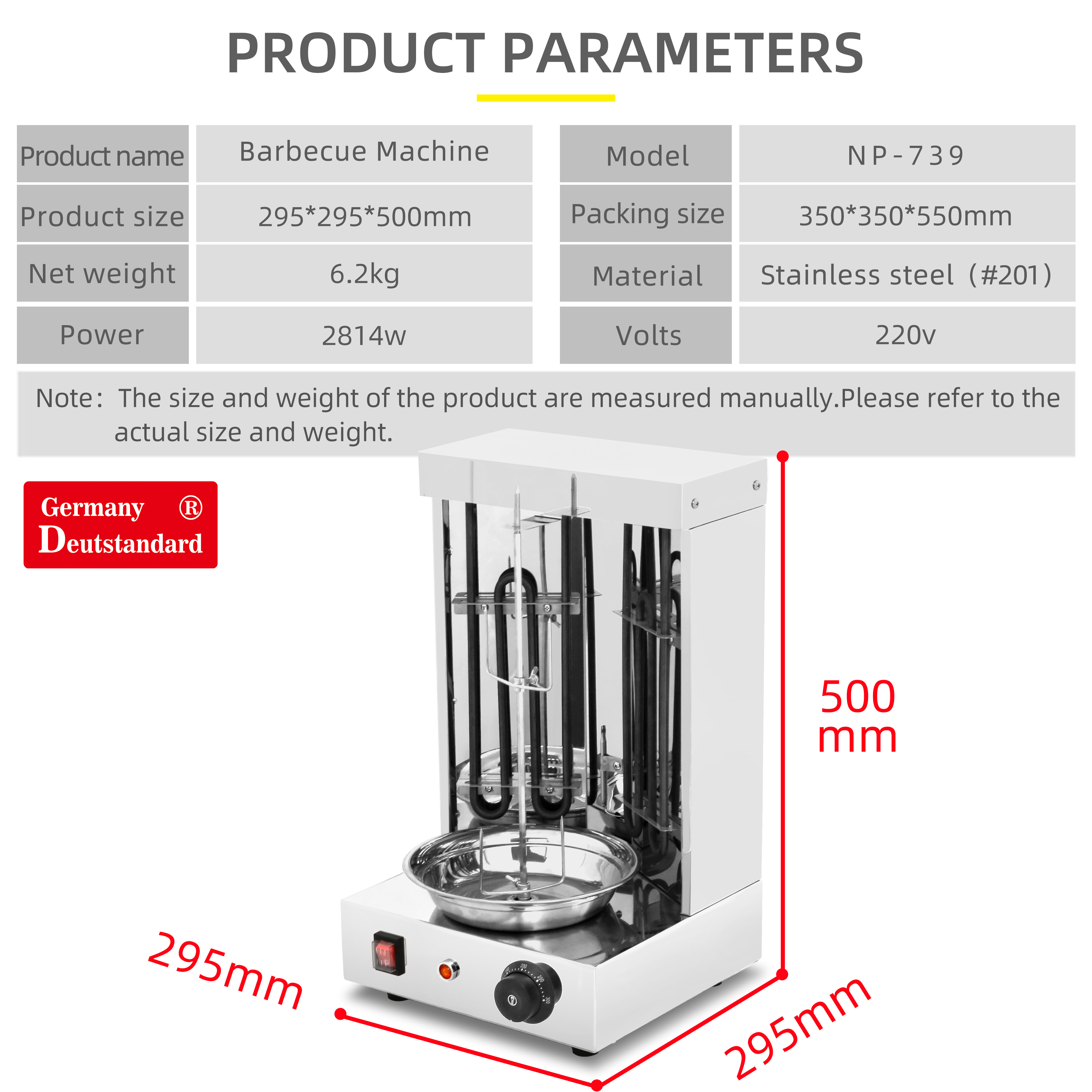 Chicken Vertical Grill 2 Burner Rotate Doner Kebab Machine Table Side Mini Home Shawarma Machine Vertical Electric Kebab Gril