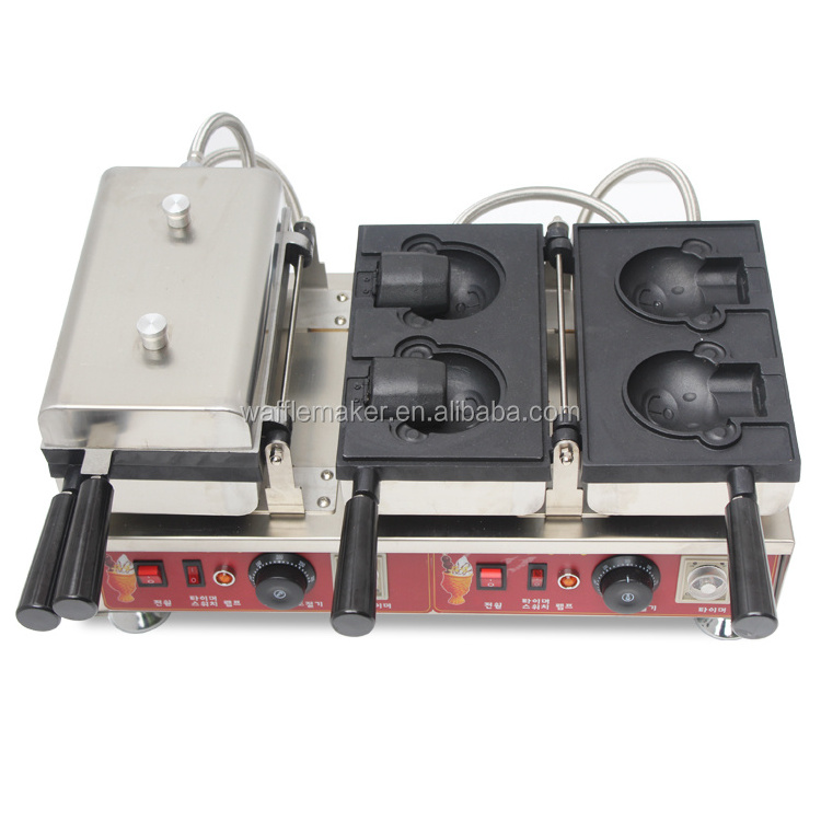 Commercial bear animal shaped waffle making machine electric waffle maker