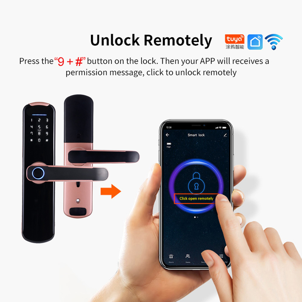 Tuya App-Controlled WiFi Card-Entry Digital Security Deadbolt Lock Anti-Theft Intelligent Room Door Lock Fingerprint Cloud