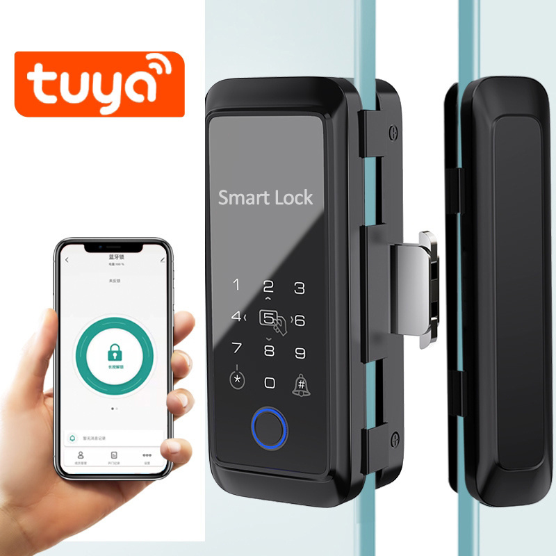 WAFU WF-T3 Smart Glass Door Biometric Fingerprint lock 13.56Mhz RFID Card Remote Control Phone App Bluetooth Tuya Electric Lock