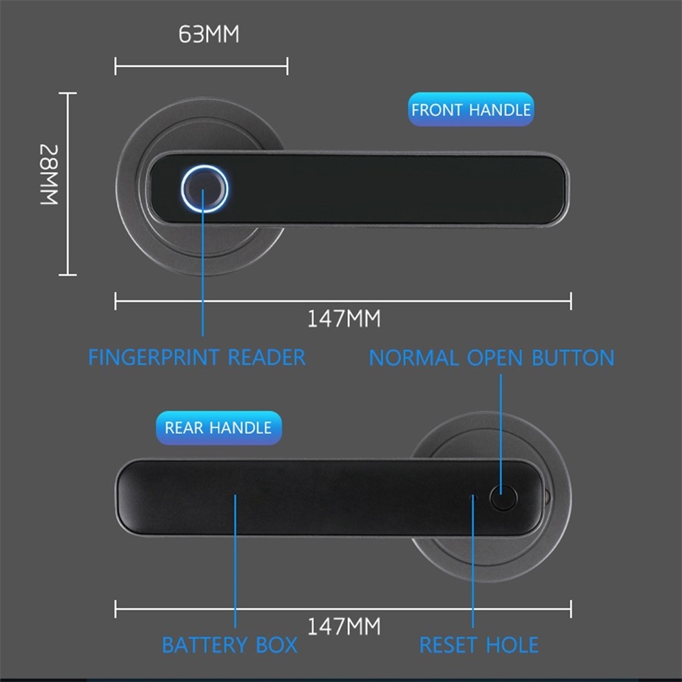 WAFU Tuya Smart Fingerprint Door Lock Bedroom Keyless Entry Door Lock Biometric Home Door Handle Lock for Office Apartment