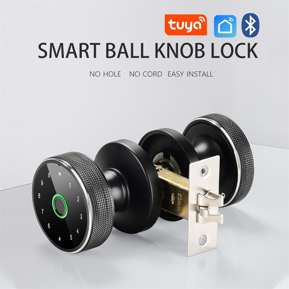 WAFU WF-Q3 Tuya Smart Life App Bluetooth Door Lock Intelligent Fingerprint Round Knob Door Lock Cerradura Inteligente Fechadura