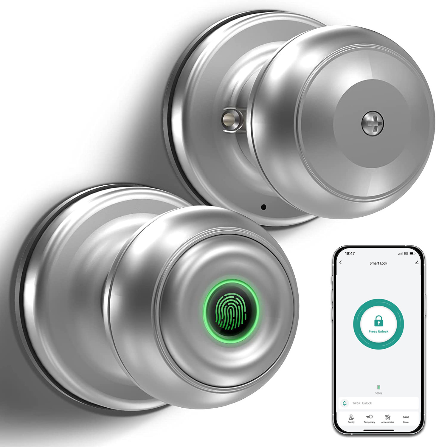 WAFU Euro Tuya APP Biometric Fingerprint Mechanical Keys Bluetooth Cylinder Smart Door Lock Electronic with Smart Door Knob Lock