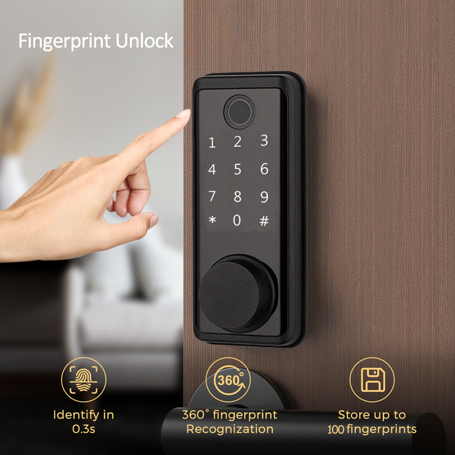 Tuya Deadbolt Lock Home Smart Fingerprint Lock Suitable for Hotel Apartment Management with Factory Price