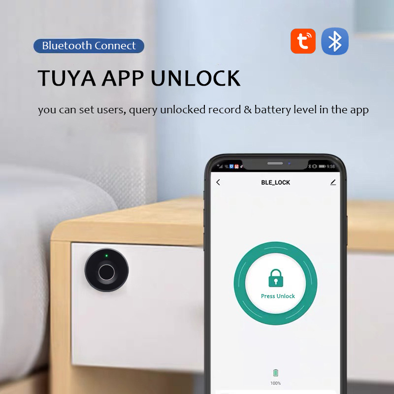 Tuya Smart Biometric Fingerprint Cabinet Lock Bluetooth App Wireless Digital Smart Drawer Lock Keyless Electric Cabinet Lock