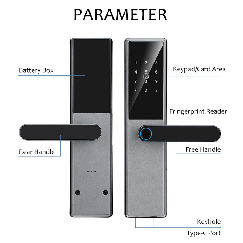 ttlock electronic front smart door lock 2024 biometric fingerprint keyless entry door lock home security Bluetooth App door lock