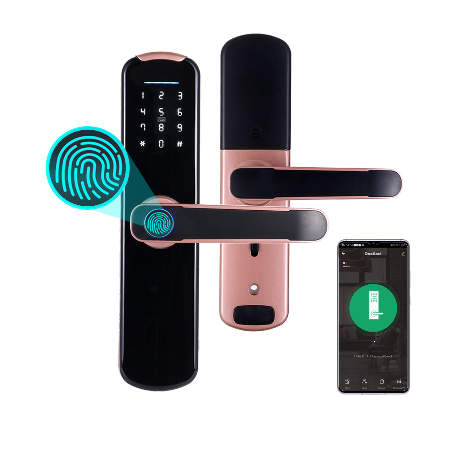 Tuya App-Controlled WiFi Card-Entry Digital Security Deadbolt Lock Anti-Theft Intelligent Room Door Lock Fingerprint Cloud