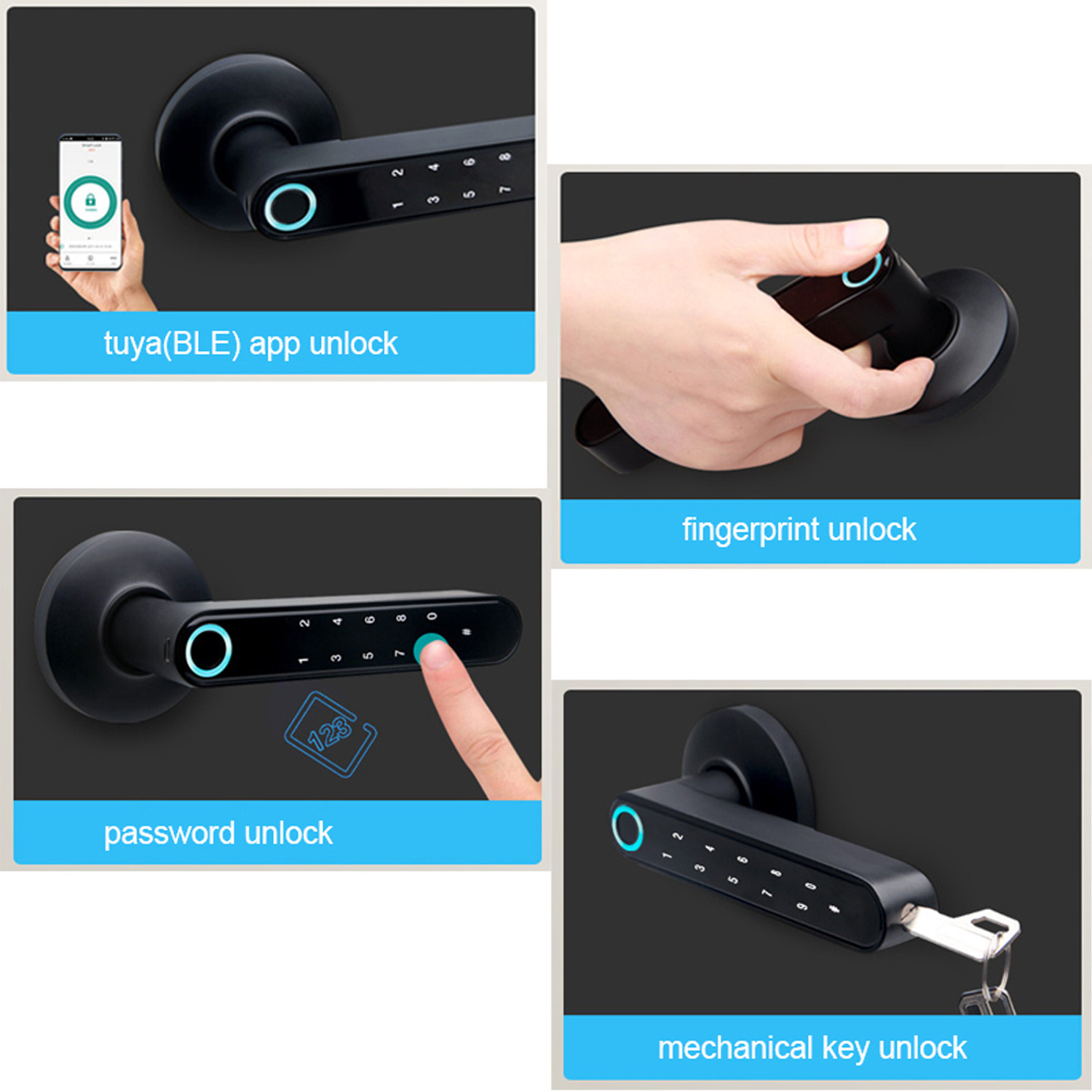 Indoor intelligent fingerprint door lock household office wooden door universal remote replacement keyless entry door lock