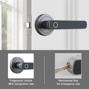 WAFU Unlock Door Handle Fingerprint Door Lock Fingerprint Electronic Aluminum Alloy Semiconductor Smart Handle Door Lock Key