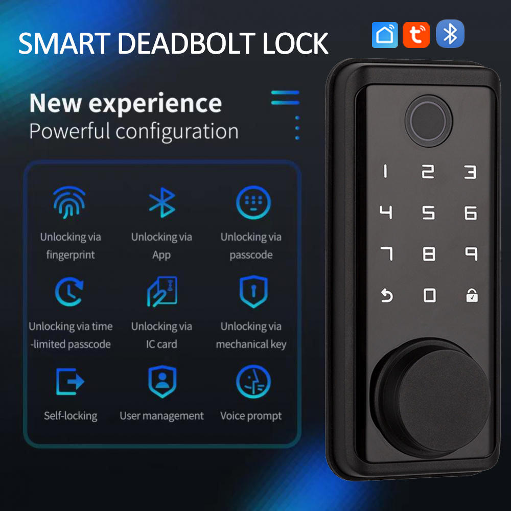 WAFU Bluetooth Tuya APP Smart Remote Control Door Lock Biometric Fingerprint Password Deadbolt Lock Automatic Latch Door Lock