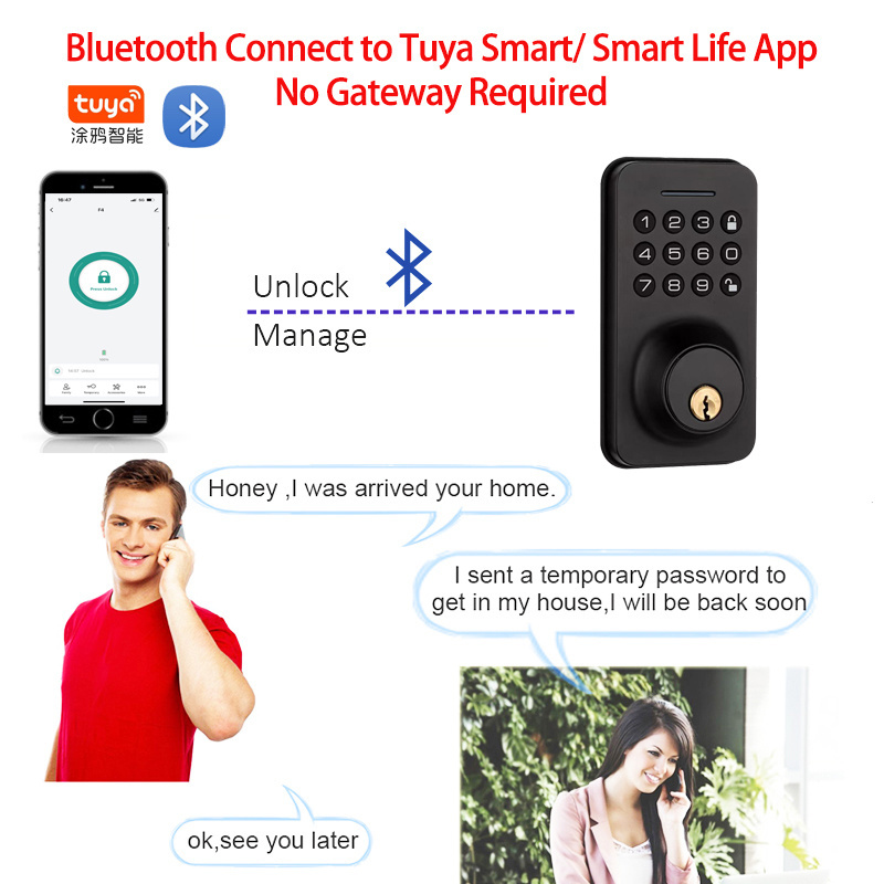 WAFU X2 Tuya App Keypad Smart Knob Door Lock Deadbolt for Home Hotel Electronic Digital Door Lock Deadbolt for Bedroom Home Safe