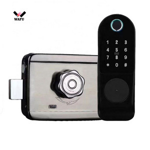 WAFU waterproof electric bolt lock with key cylinder biometric fingerprint door lock for outdoor gate door digital door lock 12V