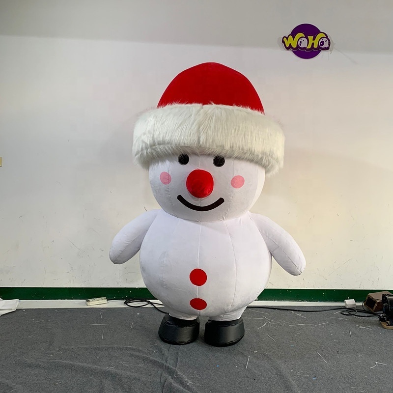 Christmas Cartoon Anime fur material Inflatables Santa Claus Doll snowman Dress deer reindeer costume parade Props Funny Mascot