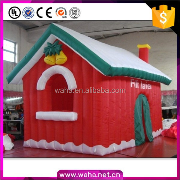 Red Christmas inflatable house/inflatable santa house/inflatable claus home 4*4*6