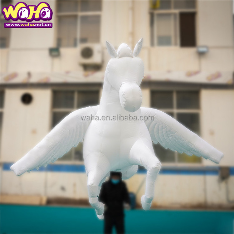 Giant flying inflatable jumping horse with wings for outdoor advertising event party show