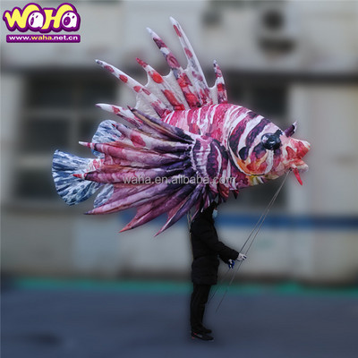 Ocean event Hand-held pole inflatable walking fish costume inflatable fish mascot puppet