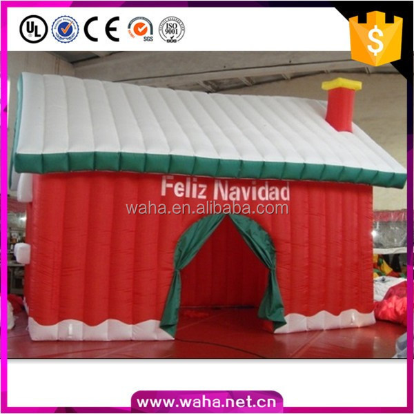 Red Christmas inflatable house/inflatable santa house/inflatable claus home 4*4*6