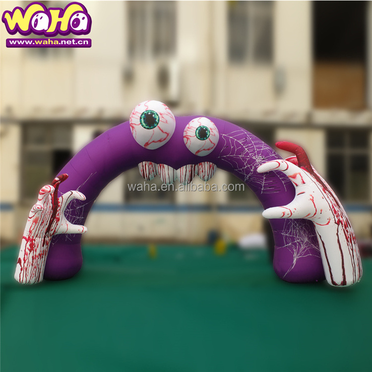 Halloween decoration giant inflatable big eyeballs skull arch attractive inflatable skeleton's hand arch