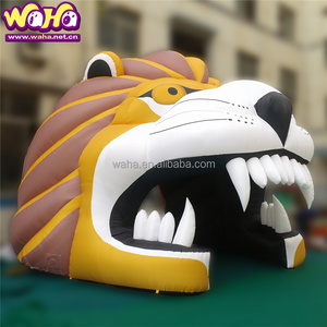 inflatable lion head tunnel football game decoration,customized mascot tunnel