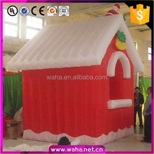 Red Christmas inflatable house/inflatable santa house/inflatable claus home 4*4*6