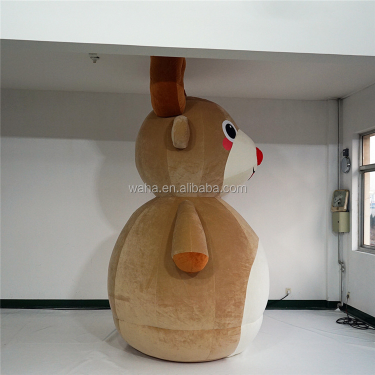 Custom make walking costume Fur Inflatable Cartoon Mascot Costume inflatable fur deer costume for Adult Advertising