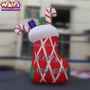 Attractive red color inflatable christmas sock/ inflatable gift stocking for christmas advertising decoration