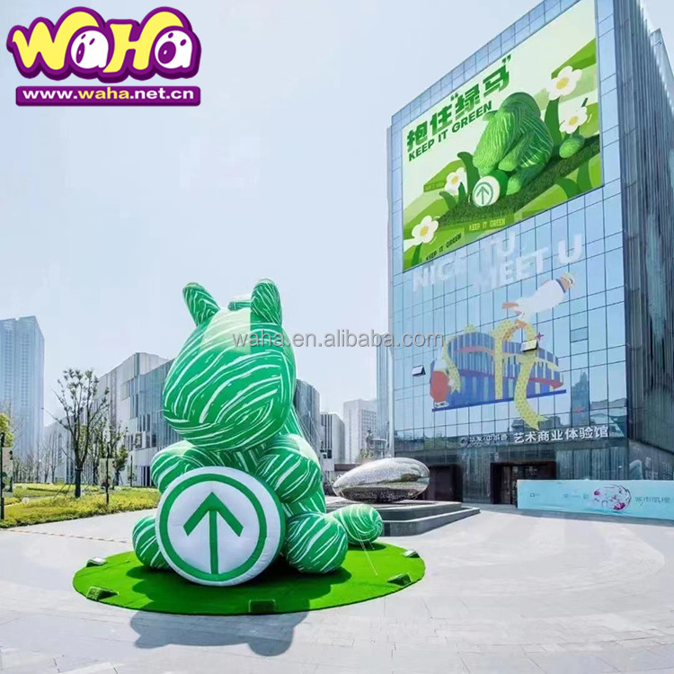 Outdoor Custom design big advertising animal cartoon green horse mascot inflatable with air blower for decoration