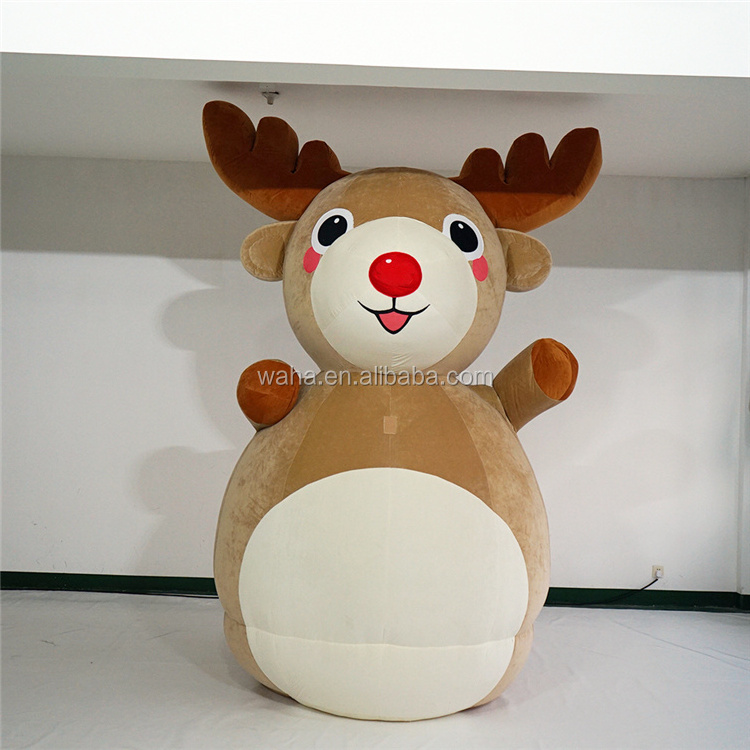 Custom make walking costume Fur Inflatable Cartoon Mascot Costume inflatable fur deer costume for Adult Advertising