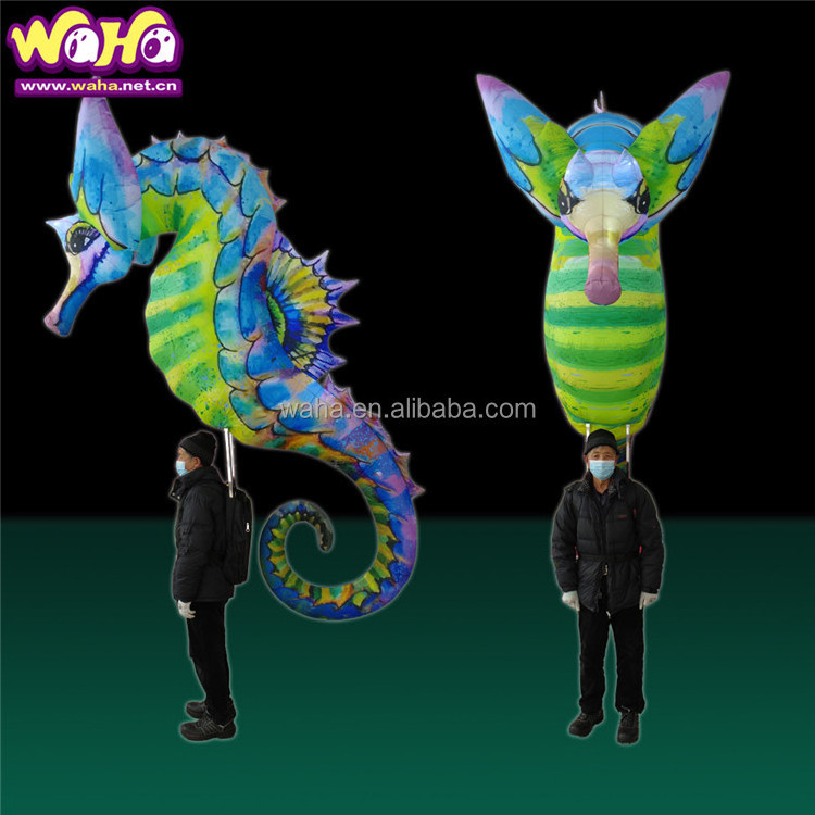 Ocean event Hand-held pole inflatable walking fish costume inflatable fish mascot puppet