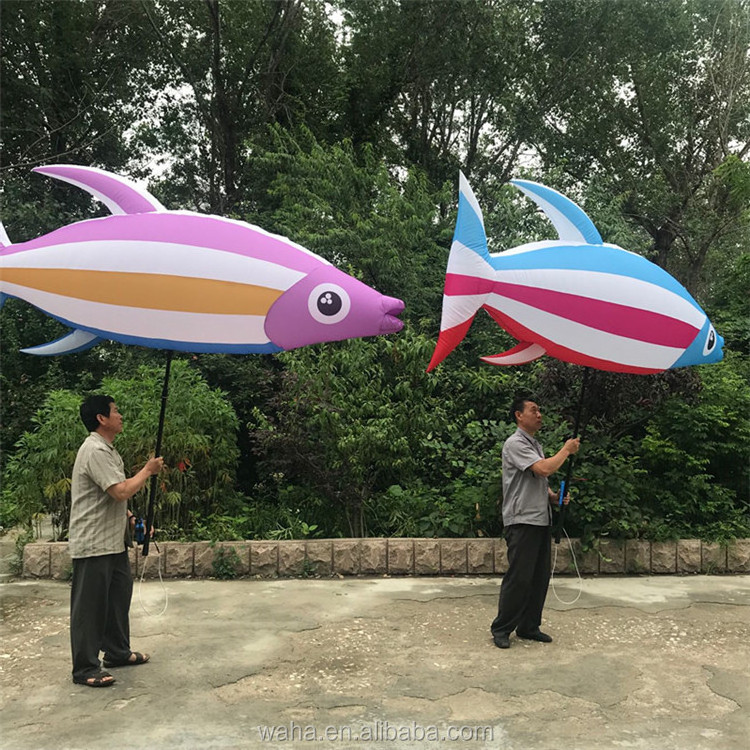 festival city parade event walking inflatable fish shark sea animal puppet costume