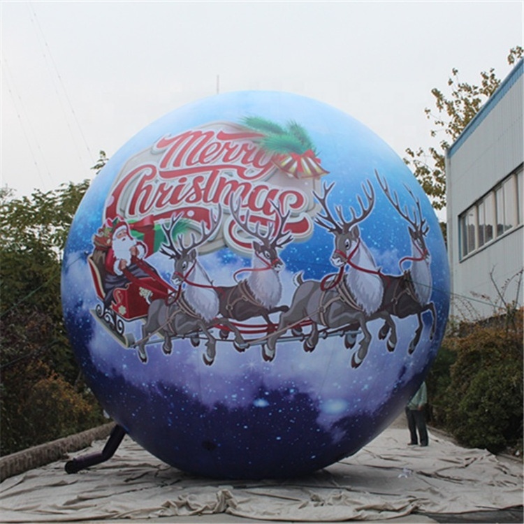 Giant Ground Inflatable Balloon With Santa With LED Strip For Christmas Decoration