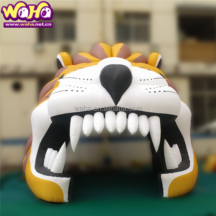 inflatable lion head tunnel football game decoration,customized mascot tunnel