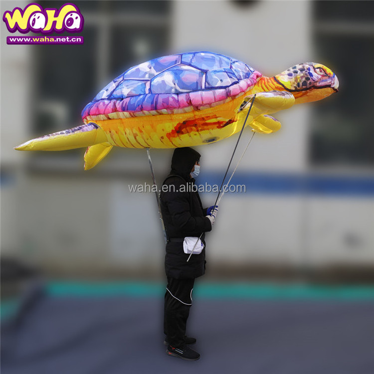 Ocean event Hand-held pole inflatable walking fish costume inflatable fish mascot puppet