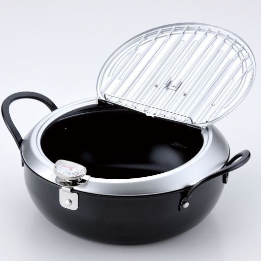 TM-9467 IH Carbon steel deep fryer gas frying pot iron wok pan pan 20cm made in Japan