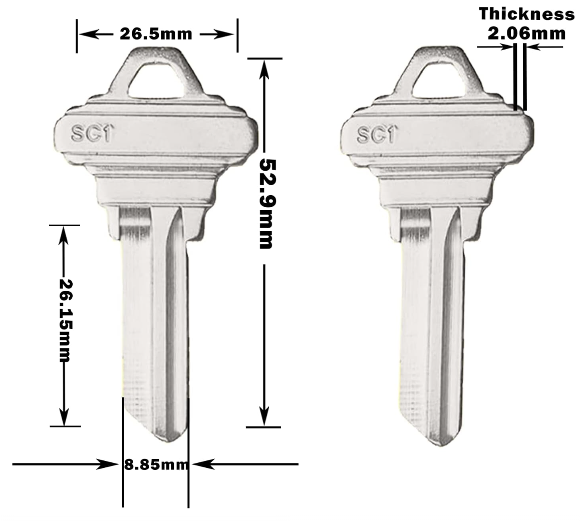 SC1 Blank Key Blanks Uncut Copper Structures Blank Keys For Duplicate For Cutting