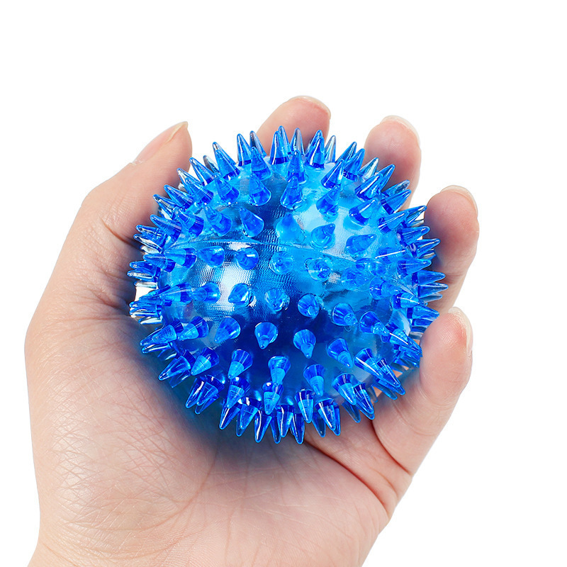 Elastic LED Light-Up Dog Toys Chew Spike Ball Interactive Pet Cat Molar Rubber Toy For Dogs Flash Ball Pet Dog Toys