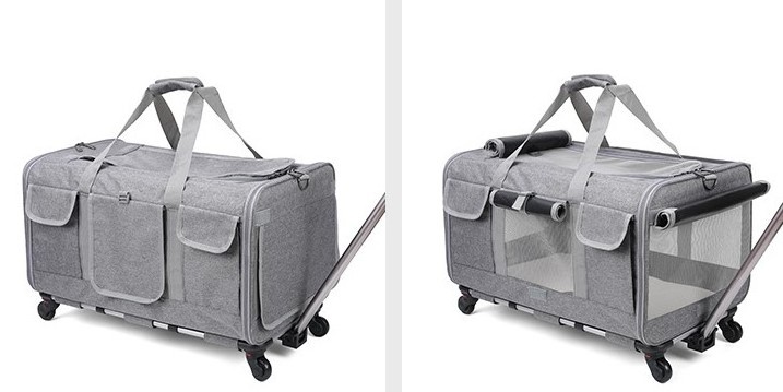 foldable small luxury portable four wheels cat pet carrier box pet stroller for cat and dog