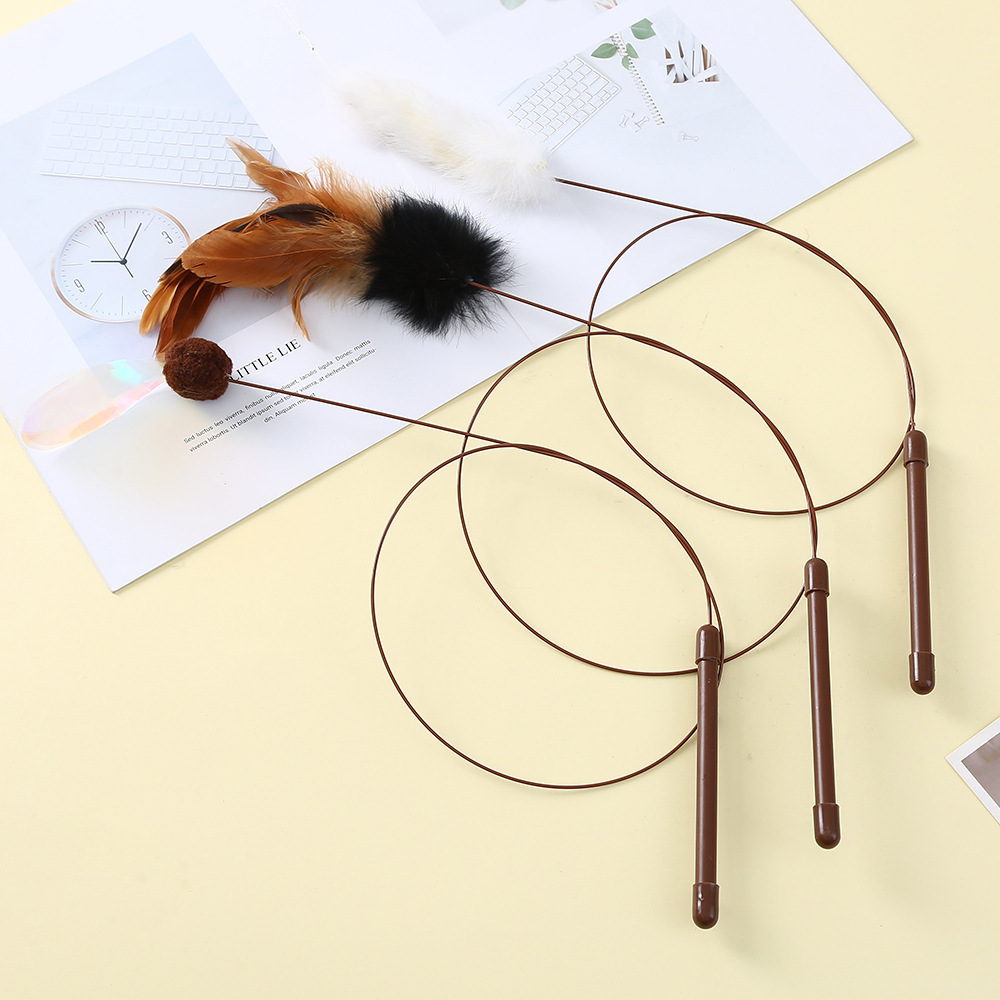 Funny Cat sticks Play Teaser Motion Cat Toy With Rabbit Fur Stainless Elastic Cat Toy