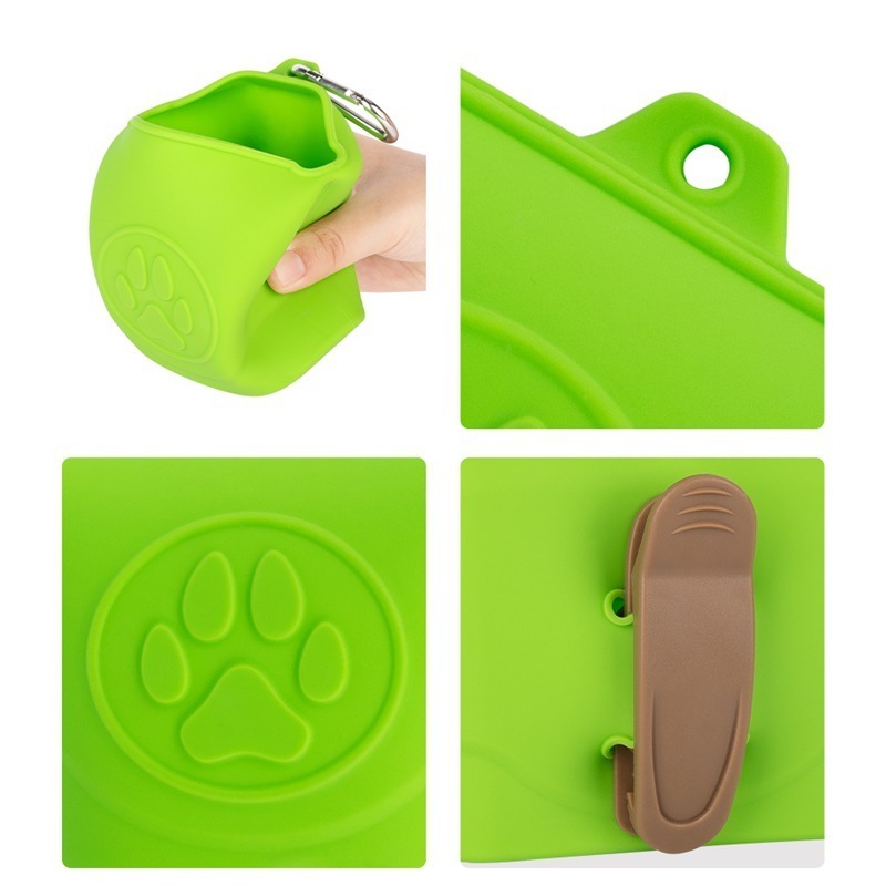 Portable Silicone Snack Bags Pet Treat Pouch, Silicone Dog Training Bag paw style