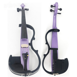 Professional Handmade Customized Ebony Electric Violin 4/4 Instrument Solid Wood  Pull Plate with Bow Triangular Foam Case