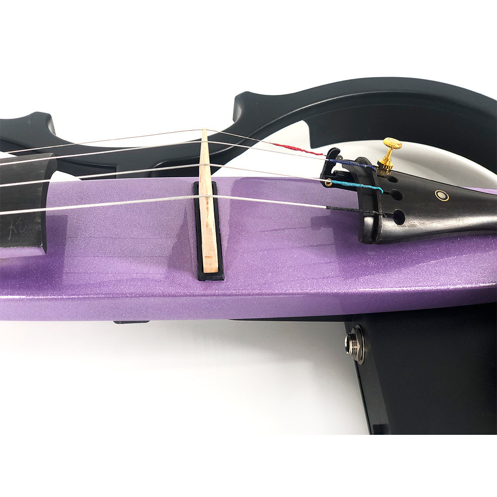 Professional Handmade Customized Ebony Electric Violin 4/4 Instrument Solid Wood  Pull Plate with Bow Triangular Foam Case